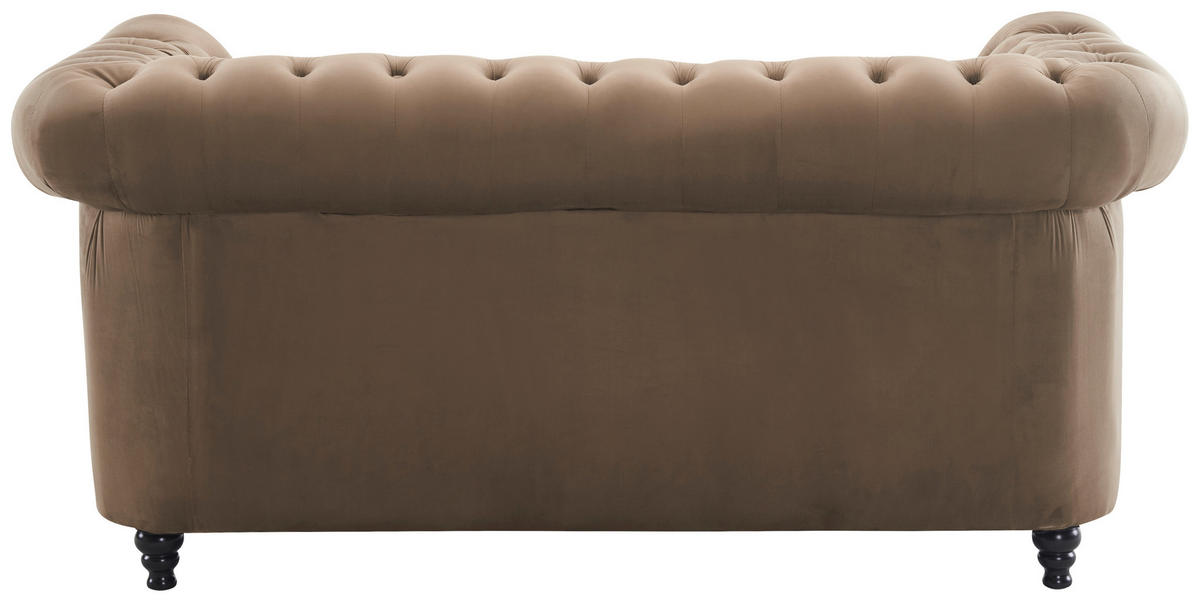 CHESTERFIELD-SOFA Samt Schwarz, Taupe  - Taupe/Schwarz, Trend, Holz/Textil (165/73/87cm) - Xora