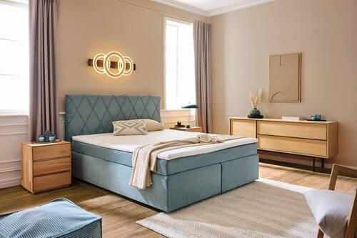 BOXSPRINGBETT 180/200 cm  in Türkis  - Türkis/Schwarz, Design, Kunststoff/Textil (180/200cm) - Xora