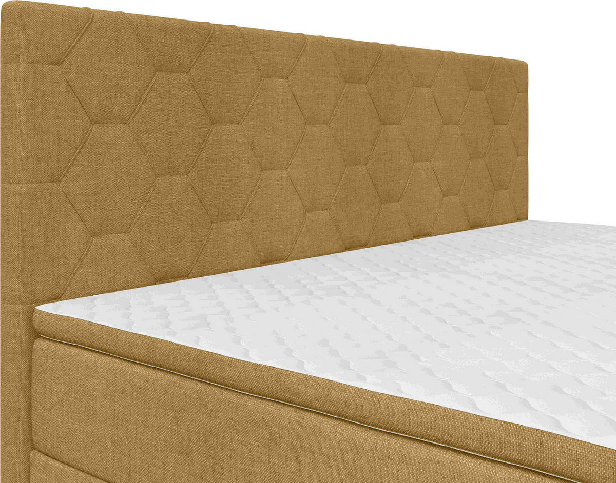 BOXSPRINGBETT 160/200 cm  in Currygelb  - Currygelb/Schwarz, KONVENTIONELL, Textil/Metall (160/200cm) - Chameo