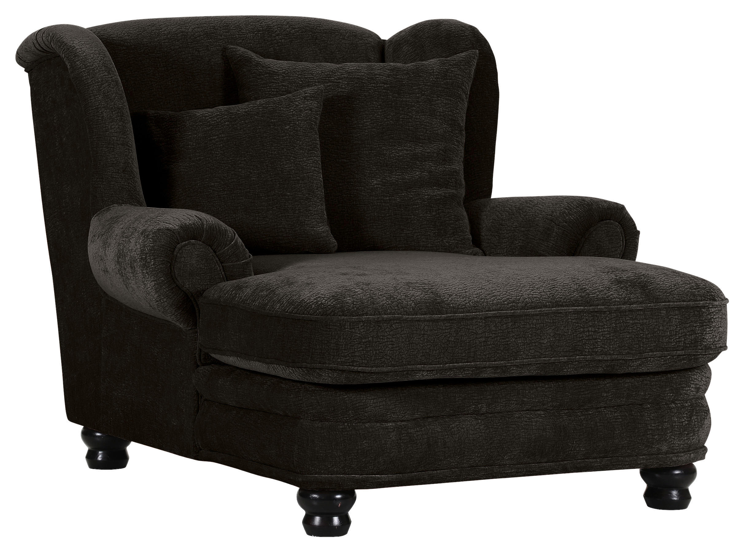 OHRENSESSEL Chenille Dunkelbraun  - Dunkelbraun/Schwarz, ROMANTIK / LANDHAUS, Holz/Textil (125/100/140cm) - Landscape