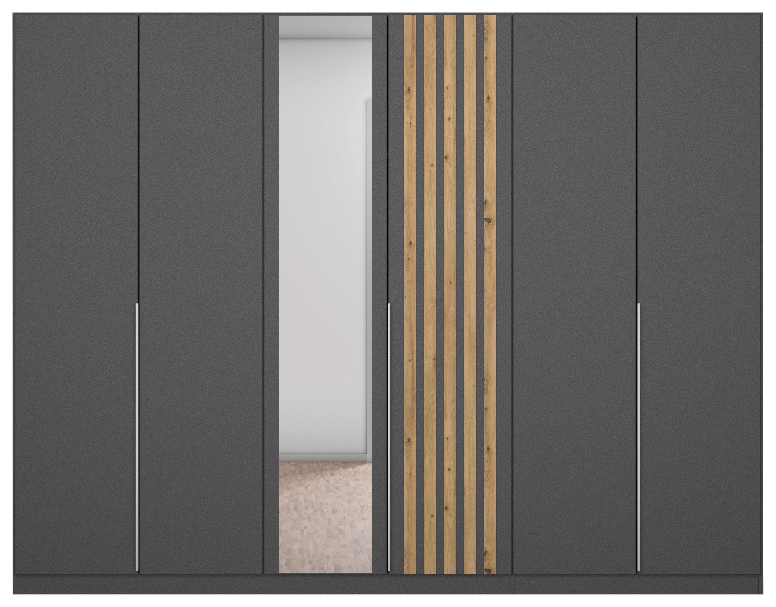 DREHTÜRENSCHRANK in Grau, Eiche Artisan - Alufarben/Eiche Artisan, Modern, Holzwerkstoff/Metall (271/210/54cm) - Rauch Möbel