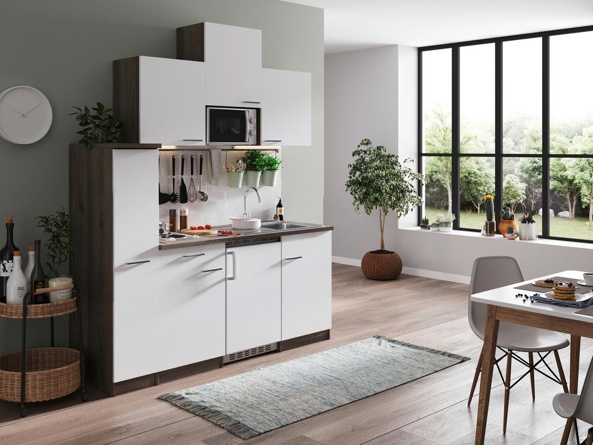 MODULKÖK 180 cm   i vit  - vit/aluminiumfärg, Basics, trämaterial/plast (180cm) - Respekta