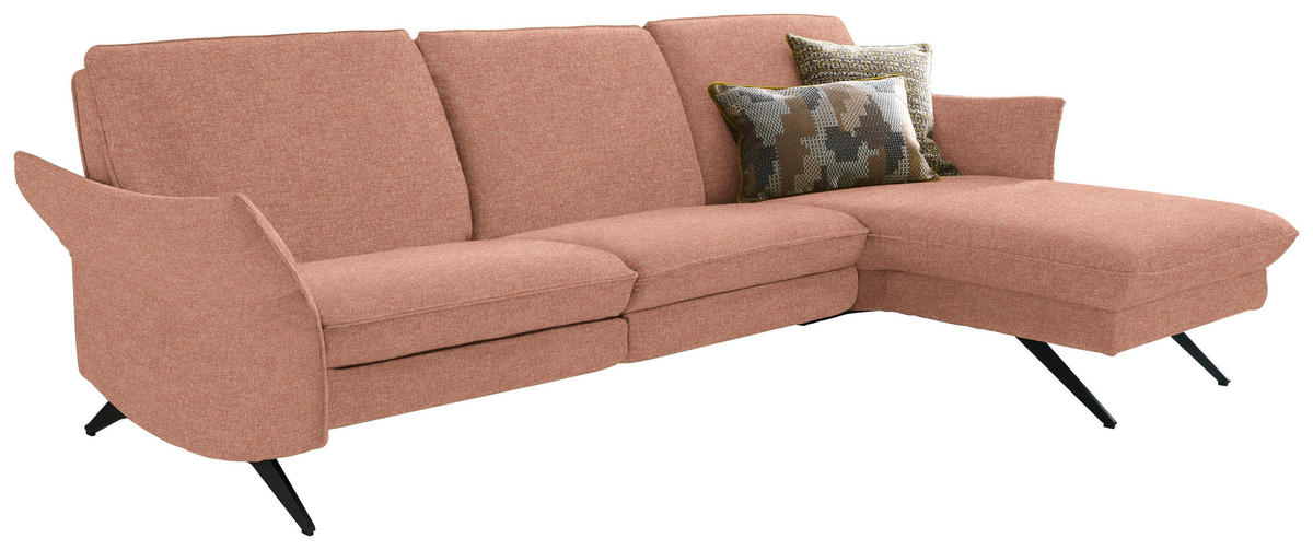 ECKSOFA in Mikrofaser Hellrot  - Hellrot/Anthrazit, Design, Textil/Metall (262/158cm) - Himolla Komfortklass
