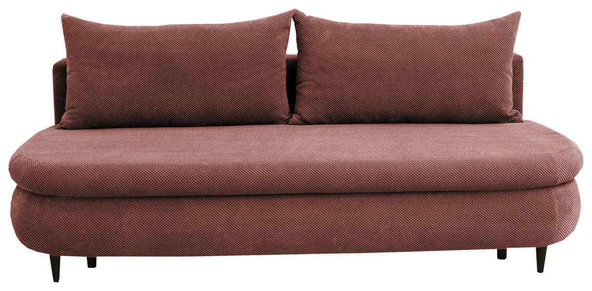 SCHLAFSOFA in Webstoff, Plüsch Terracotta  - Terracotta/Schwarz, Design, Textil (213/89/105cm) - Novel