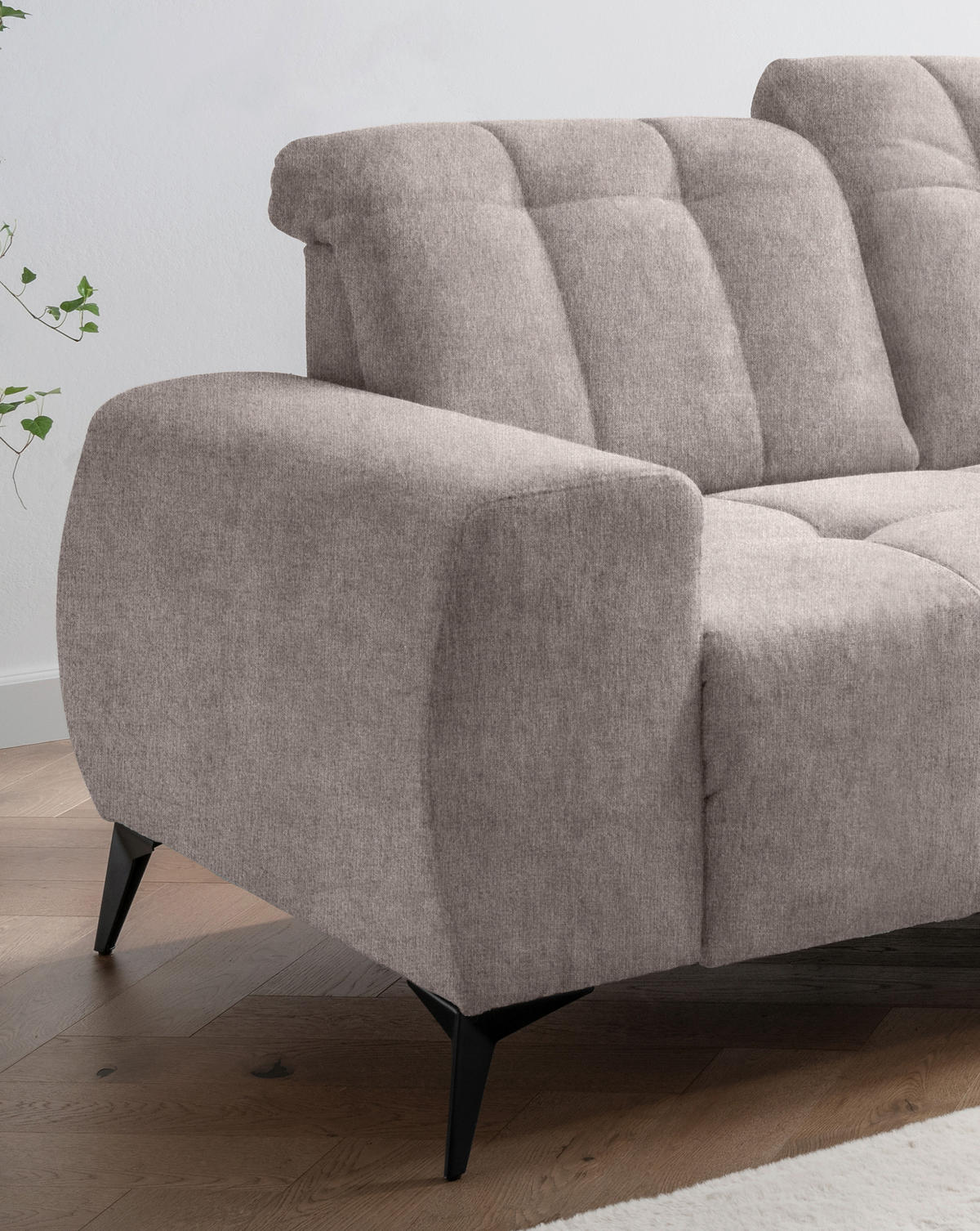 ECKSOFA in Mikrofaser Taupe  - Taupe/Schwarz, Modern, Textil/Metall (261/200cm) - Livetastic