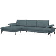 ECKSOFA in Echtleder Grau  - Schwarz/Grau, Design, Leder/Metall (157/325cm) - Dieter Knoll