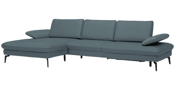 ECKSOFA in Echtleder Grau 157/325 cm - Schwarz/Grau, Design, Leder/Metall (157/325cm) - Dieter Knoll