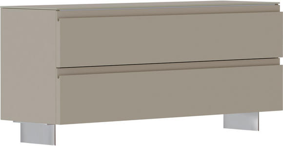 GARDEROBENBANK  in 110/49/33 cm  - Sandfarben/Alufarben, Design, Glas/Metall (110/49/33cm) - Moderano