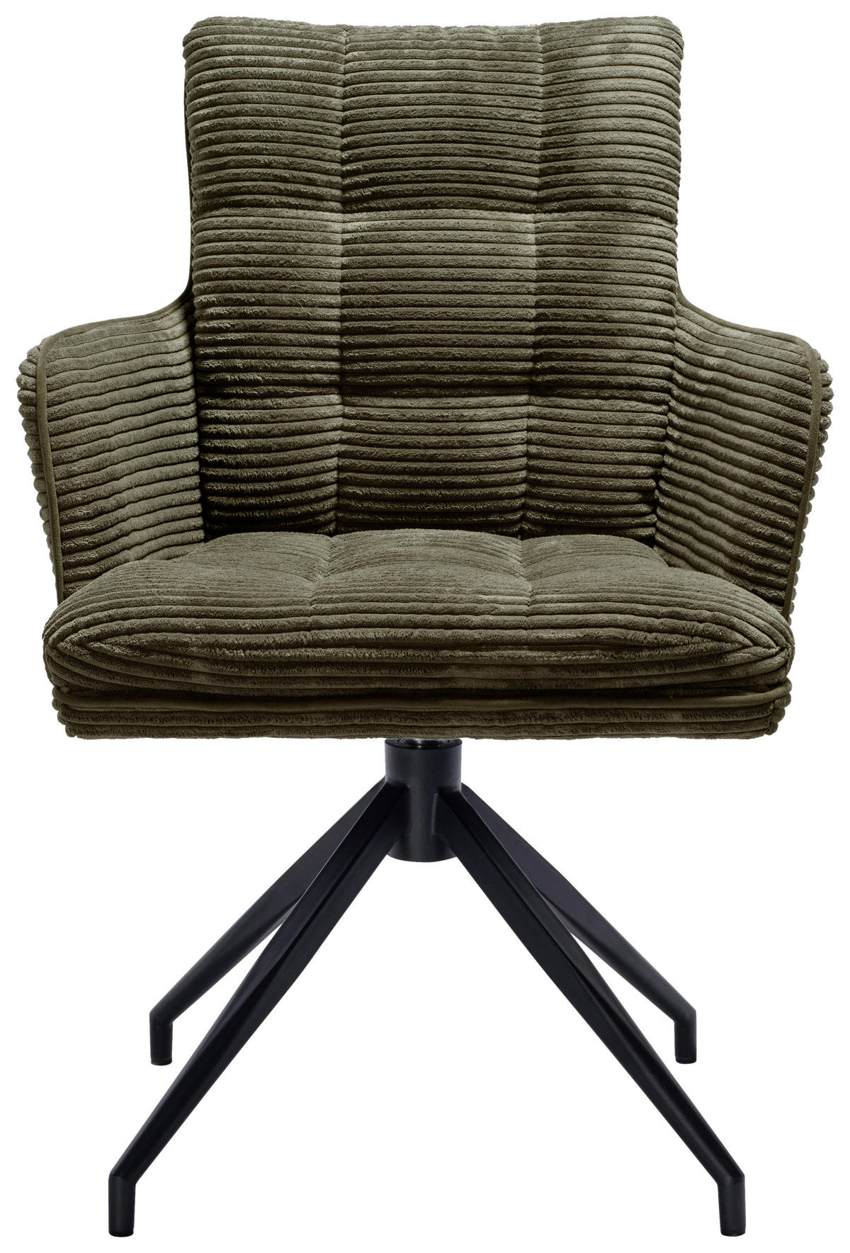 ARMLEHNSTUHL  Stoffauswahl, Sitzfläche 360° drehbar Cord  Olivgrün  - Schwarz/Olivgrün, Design, Textil/Metall (66/89/64cm) - Stylife