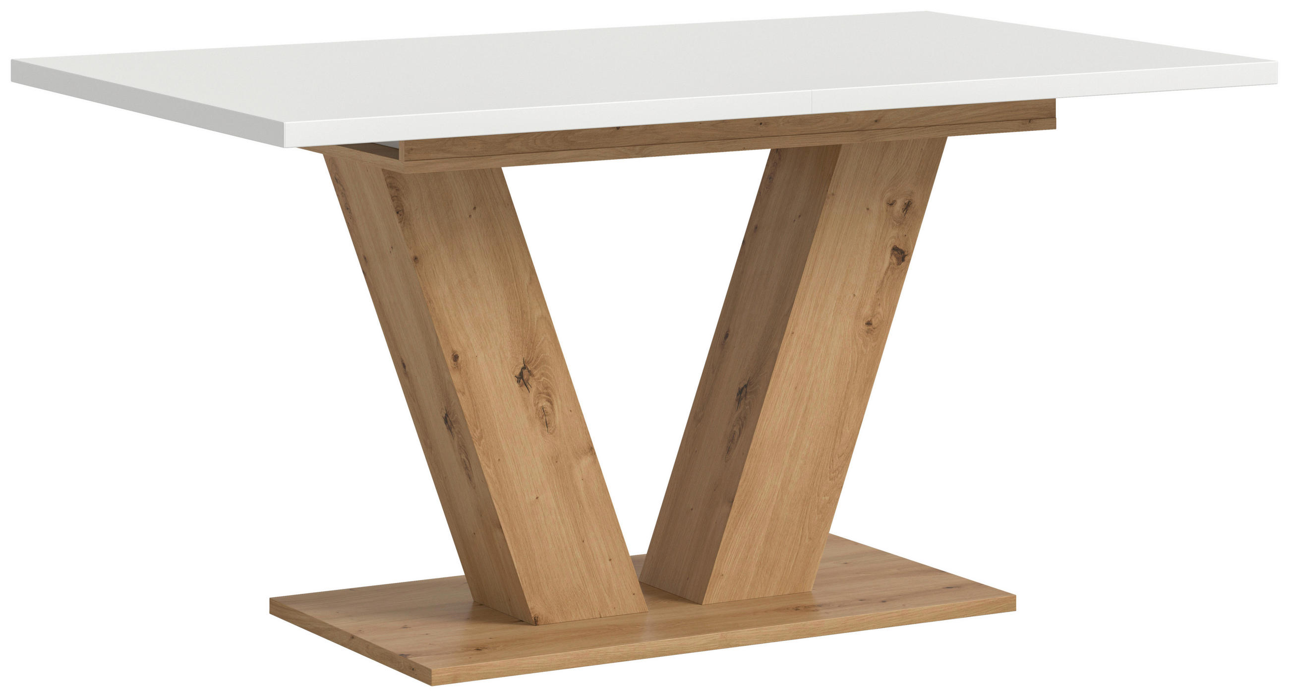 AUSZIEHTISCH Weiß rechteckig  ausziehbar  - Weiß/Eiche Artisan, Trend, Holzwerkstoff (150-190/76/90cm)