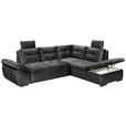ECKSOFA  in Mikrovelours Schwarz  - Schwarz, KONVENTIONELL, Kunststoff/Textil (265/217cm) - Carryhome