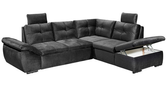 ECKSOFA  in Mikrovelours Schwarz  - Schwarz, KONVENTIONELL, Kunststoff/Textil (265/217cm) - Carryhome