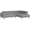 ECKSOFA in Webstoff Silberfarben  280/205 cm  - Silberfarben/Schwarz, Design, Textil/Metall (280/205cm) - Xora