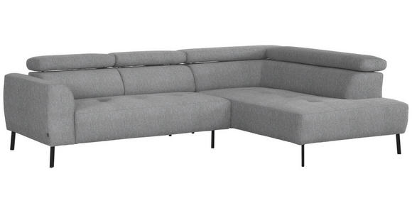 ECKSOFA in Webstoff Silberfarben 280/205 cm - Silberfarben/Schwarz, Design, Textil/Metall (280/205cm) - Xora