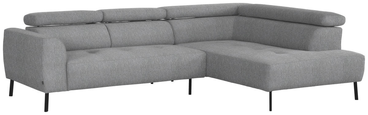 ECKSOFA in Webstoff Silberfarben  - Silberfarben/Schwarz, Design, Textil/Metall (280/205cm) - MID.YOU