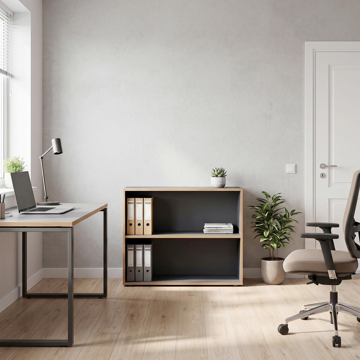 AKTENREGAL 100/74/33 cm  - Honigeiche/Anthrazit, Design, Holzwerkstoff/Kunststoff (100/74/33cm) - P & B