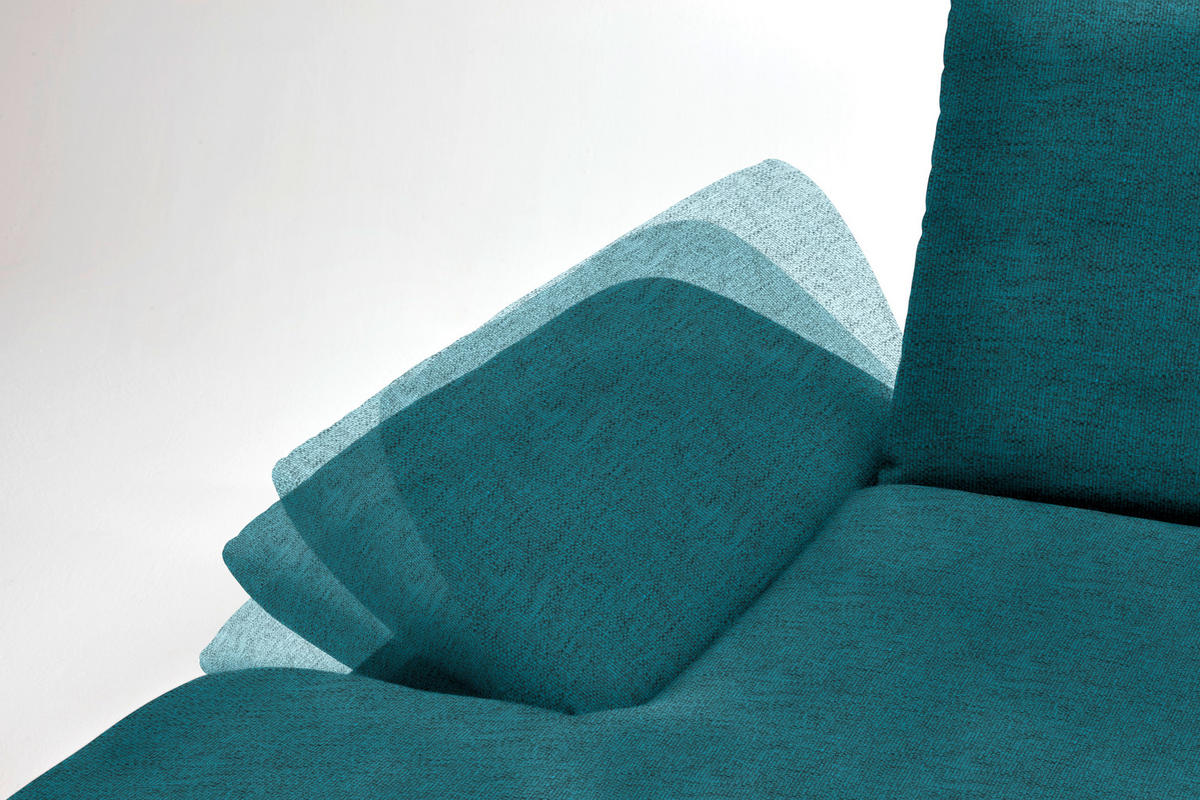 ECKSOFA in Flachgewebe Petrol  159/314 cm  - Petrol/Schwarz, Design, Holz/Textil (159/314cm) - Dieter Knoll