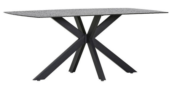 ESSTISCH in Metall, Glas 180/100/76 cm - Schwarz/Grau, KONVENTIONELL, Glas/Metall (180/100/76cm) - Carryhome