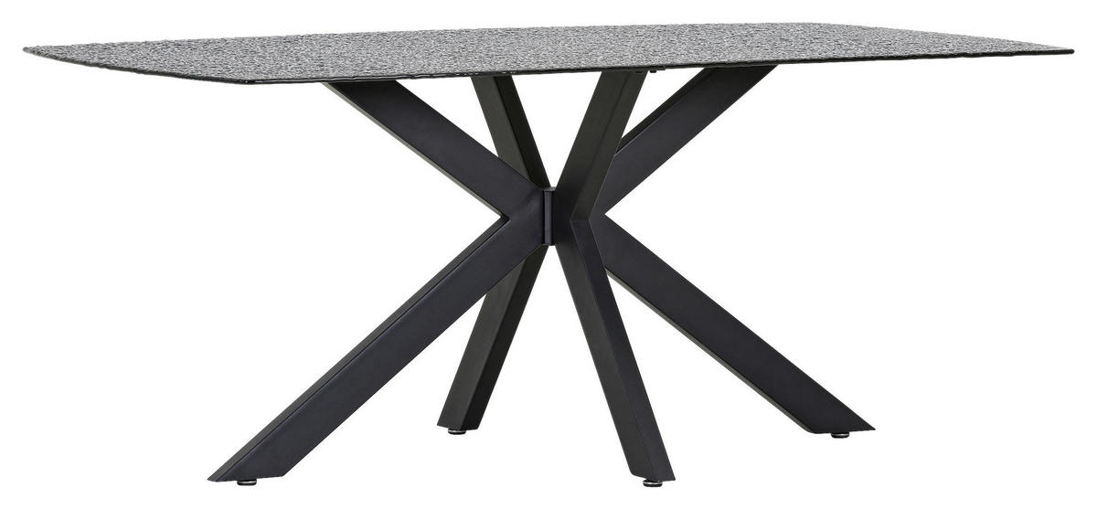 ESSTISCH in Metall, Glas 180/100/76 cm  - Schwarz/Grau, KONVENTIONELL, Glas/Metall (180/100/76cm) - Carryhome