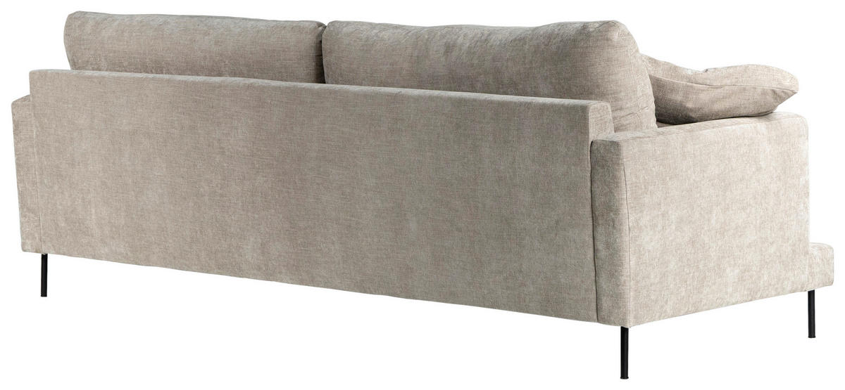3-SITS SOFFA i beige  - beige/silver, Klassisk, metall/läder (249/98cm) - Chilliano