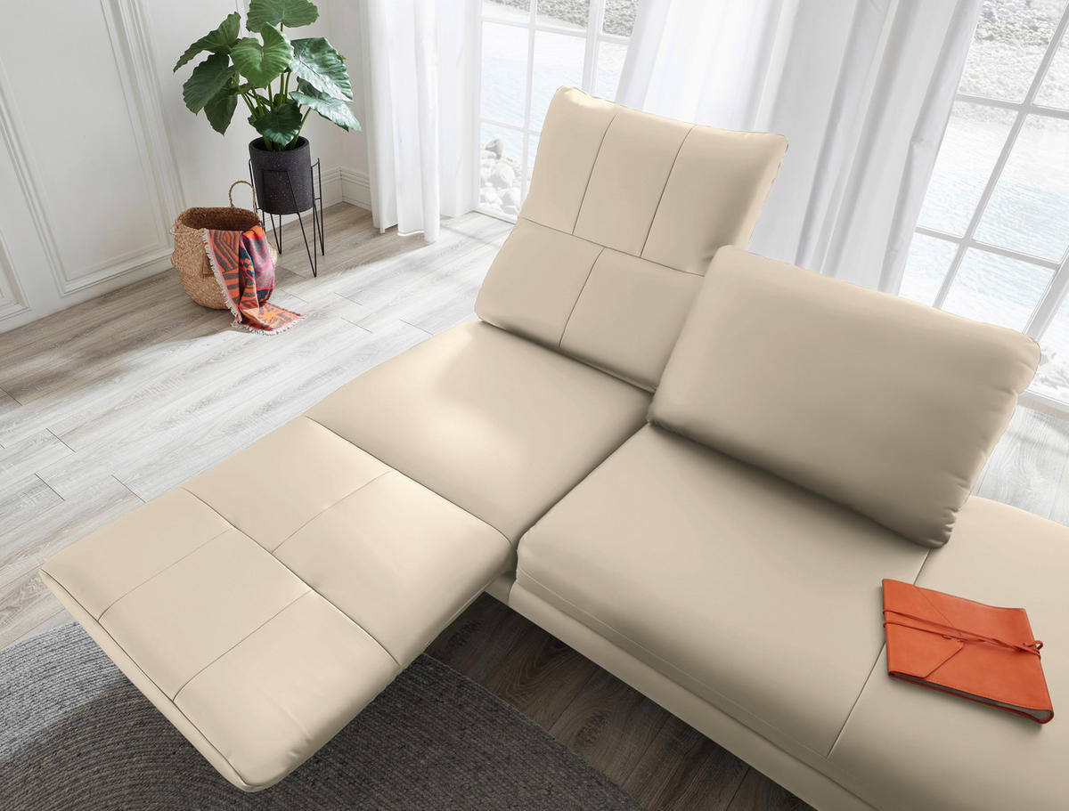 RÉCAMIERE in Echtleder Creme  - Chromfarben/Creme, Design, Leder/Metall (209/85-109/95-16cm) - Dieter Knoll