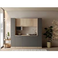 KÜCHENBLOCK Ingrid 210 cm  in Grau  - Eichefarben/Alufarben, Design, Holzwerkstoff/Kunststoff (210cm) - Respekta