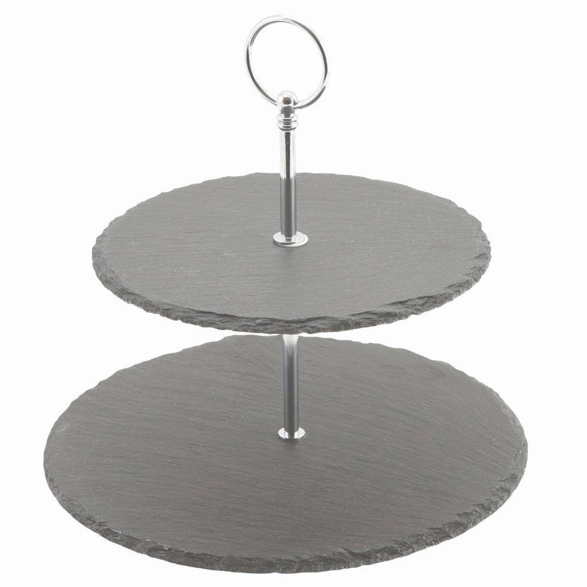 ETAGERE 2-stöckig - Chromfarben/Schwarz, Basics, Stein/Metall (25/25cm) - Ambia Home