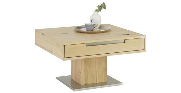 COUCHTISCH in Holz 75/75/45 cm - Eichefarben/Silberfarben, KONVENTIONELL, Holz/Holzwerkstoff (75/75/45cm) - Cantus