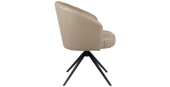 ARMLEHNSTUHL  in Eisen Echtleder pigmentiert  - Taupe/Schwarz, Design, Leder/Metall (63/82/62,5cm) - Dieter Knoll