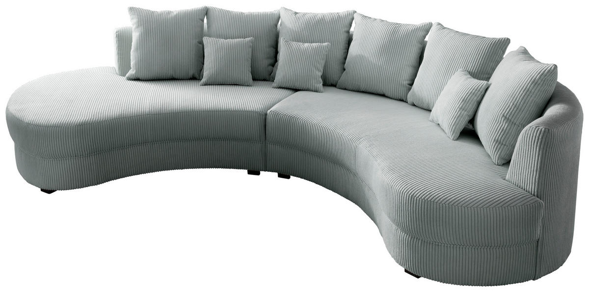 WOHNLANDSCHAFT Hellblau Cord  - Schwarz/Grau, Design, Kunststoff/Textil (160/300cm) - Livetastic