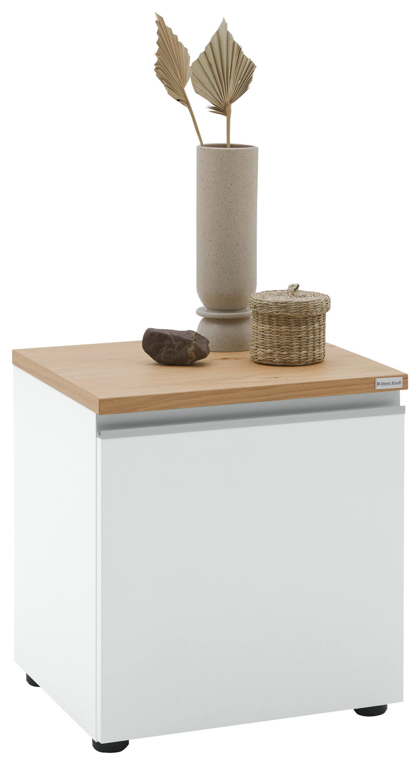 Dieter Knoll Nachtschrank Silber, Weiß, Eiche 45x46x41 cm