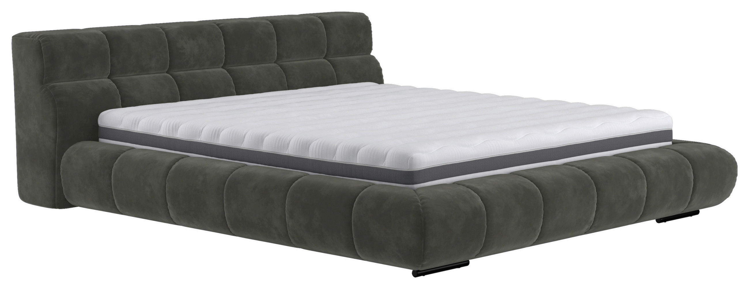 POLSTERBETT 200/200 cm,  in Dunkelgrau,  - Dunkelgrau/Schwarz, Design, Textil/Metall (200/200cm) - Belluti