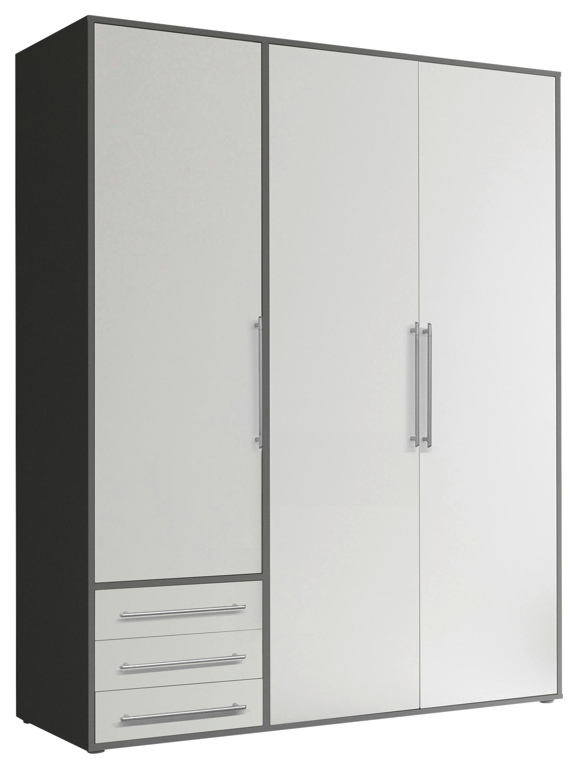 DREHTÜRENSCHRANK in Graphitfarben, Weiß  - Silberfarben/Graphitfarben, MODERN, Holzwerkstoff/Kunststoff (155/194/58cm) - Livetastic