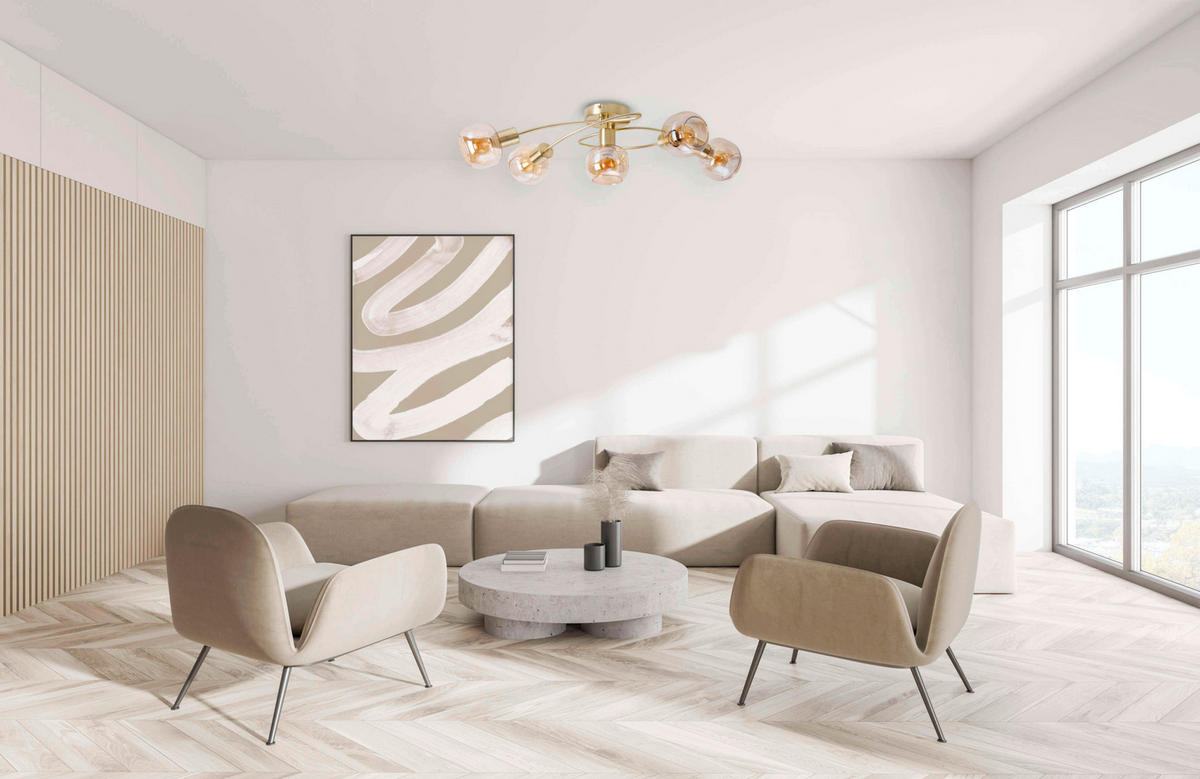 LED-DECKENLEUCHTE Libby 36/21 cm   - Messingfarben, Design, Glas/Metall (36/21cm) - Näve