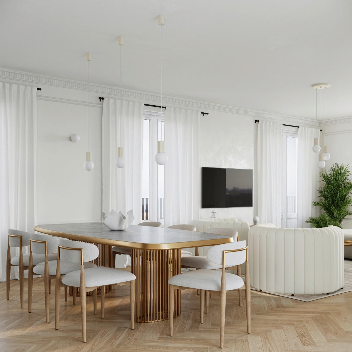 PENDELLEUCHTE Halo 12/12/120 cm  - Perlmutt, KONVENTIONELL, Metall (12/12/120cm)