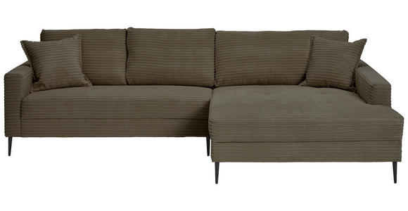 ECKSOFA  in Cord Braun  276/173 cm  - Schwarz/Braun, KONVENTIONELL, Textil/Metall (276/173cm) - Carryhome
