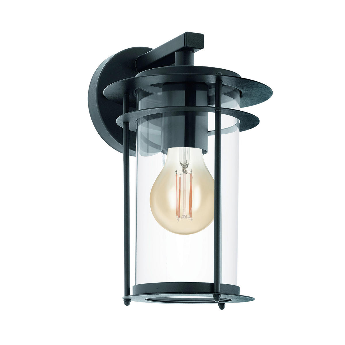VONKAJŠIE NÁSTENNÉ SVIETIDLO,  16,5/27,5/20 cm - priehľadné/čierna, Konventionell, kov/sklo (16,5/27,5/20cm) - Eglo