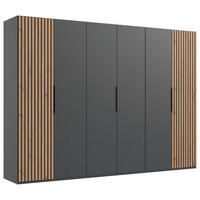 DREHTÜRENSCHRANK in Graphitfarben, Eichefarben  - Eichefarben/Schwarz, Modern, Holzwerkstoff/Metall (300/216/58cm) - MID.YOU