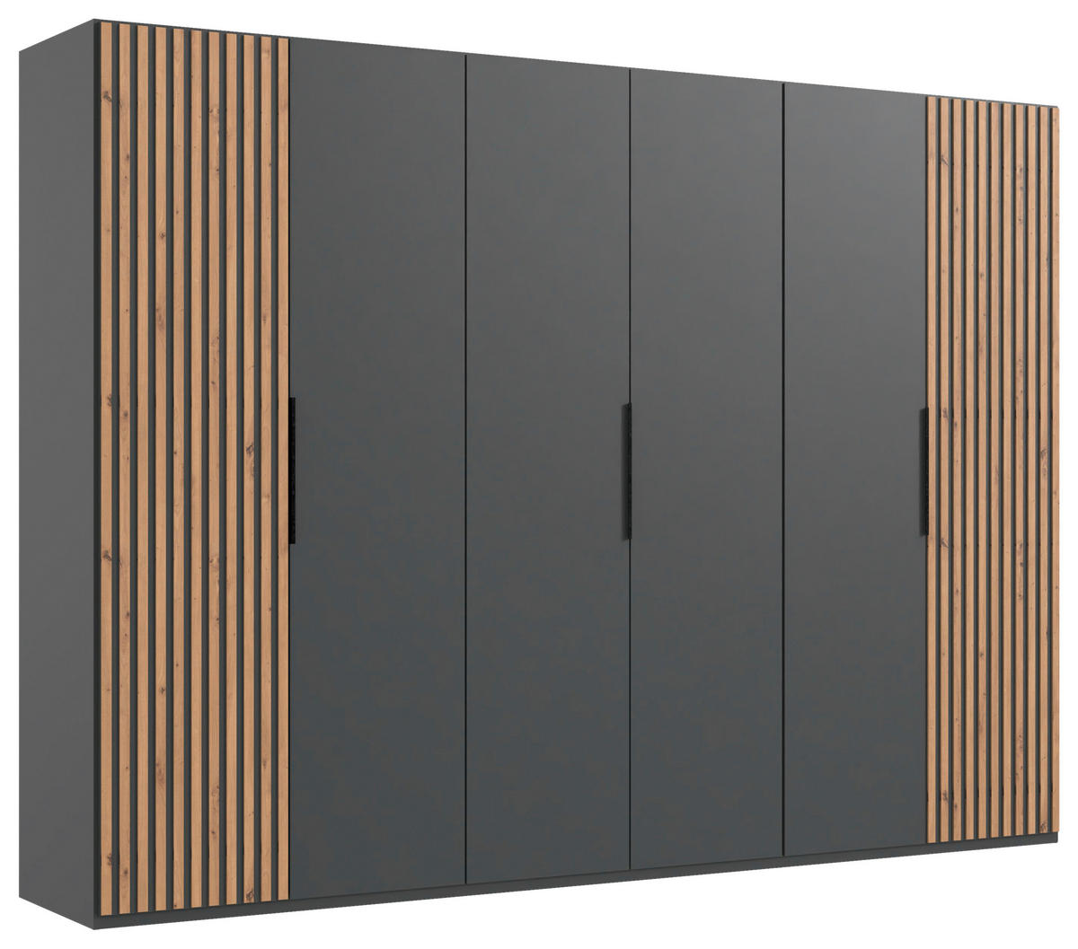 DREHTÜRENSCHRANK in Graphitfarben, Eichefarben  - Eichefarben/Schwarz, Modern, Holzwerkstoff/Metall (300/216/58cm) - MID.YOU
