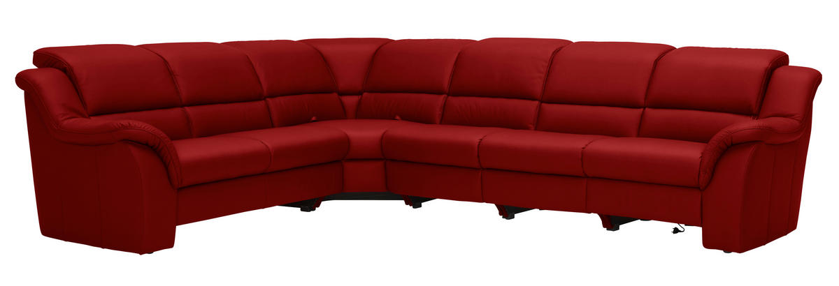 ECKSOFA  in Echtleder Rot  260/324 cm  - Rot/Schwarz, KONVENTIONELL, Leder/Kunststoff (260/324cm) - Cantus