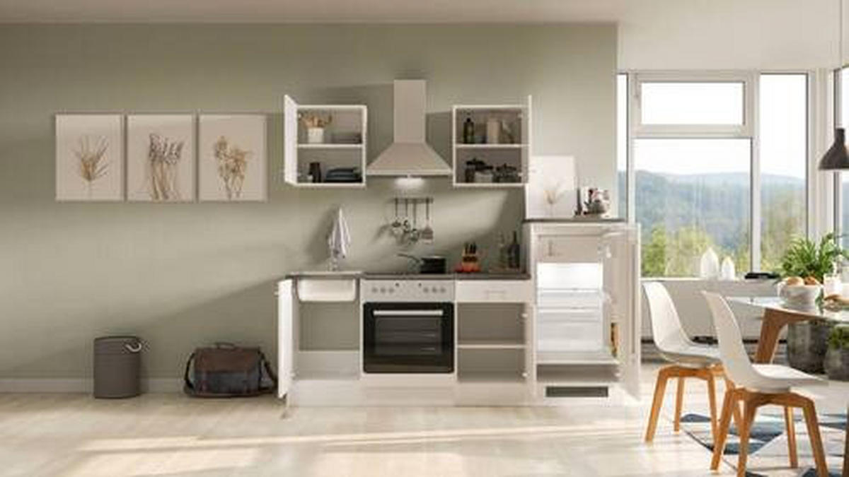 KUCHYNSKÁ LINKA LUCCA 220 - sivohnedá/biela, Modern, kompozitné drevo/plast (220,5cm) - FlexWell