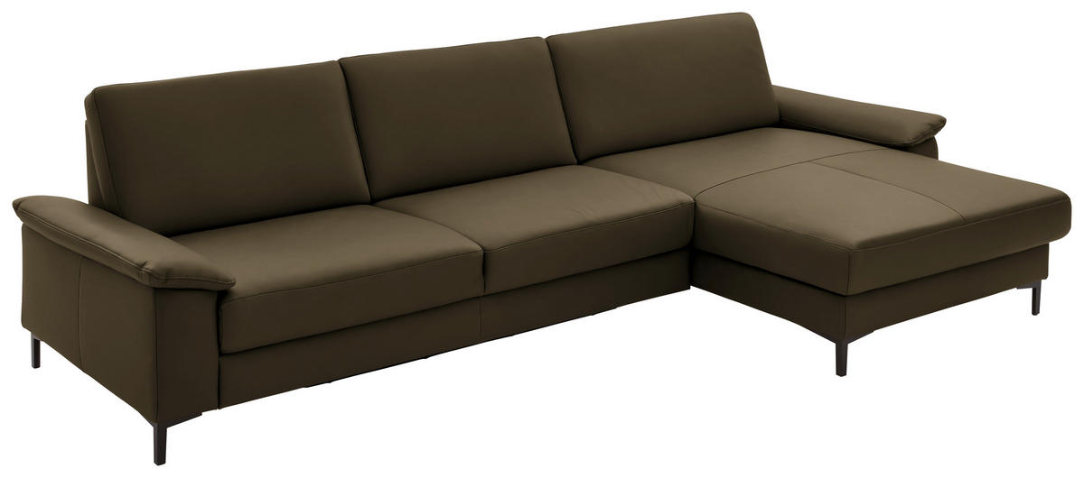 ECKSOFA in Echtleder Grün  - Schwarz/Grün, Design, Leder/Metall (334/176cm) - Dieter Knoll
