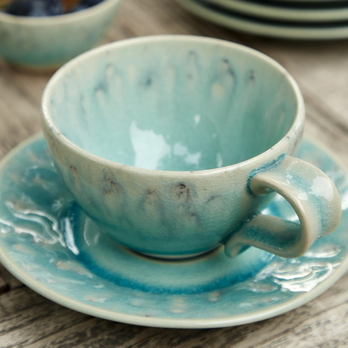 KAFFEETASSE MIT UNTERTASSE MADEIRA  - Hellblau, Basics, Keramik (13.7/10.8/6.5cm) - Costa Nova