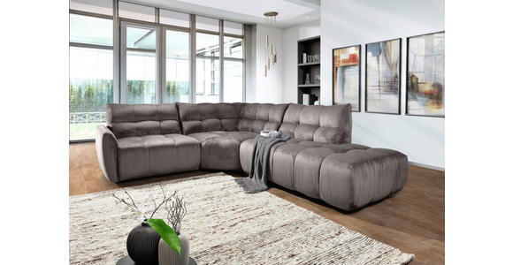 ECKSOFA Grau Flachgewebe  - Schwarz/Grau, MODERN, Kunststoff/Textil (235/275cm) - Landscape