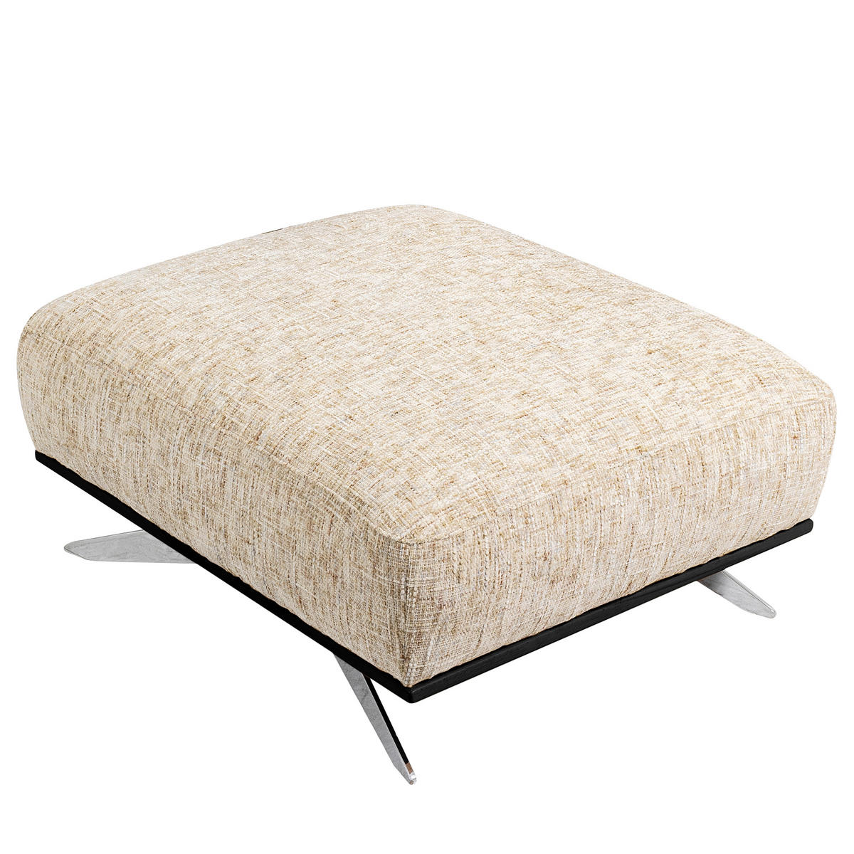 HOCKER in Textil Beige  - Chromfarben/Beige, Design, Holz/Textil (95/46/80cm) - Livetastic