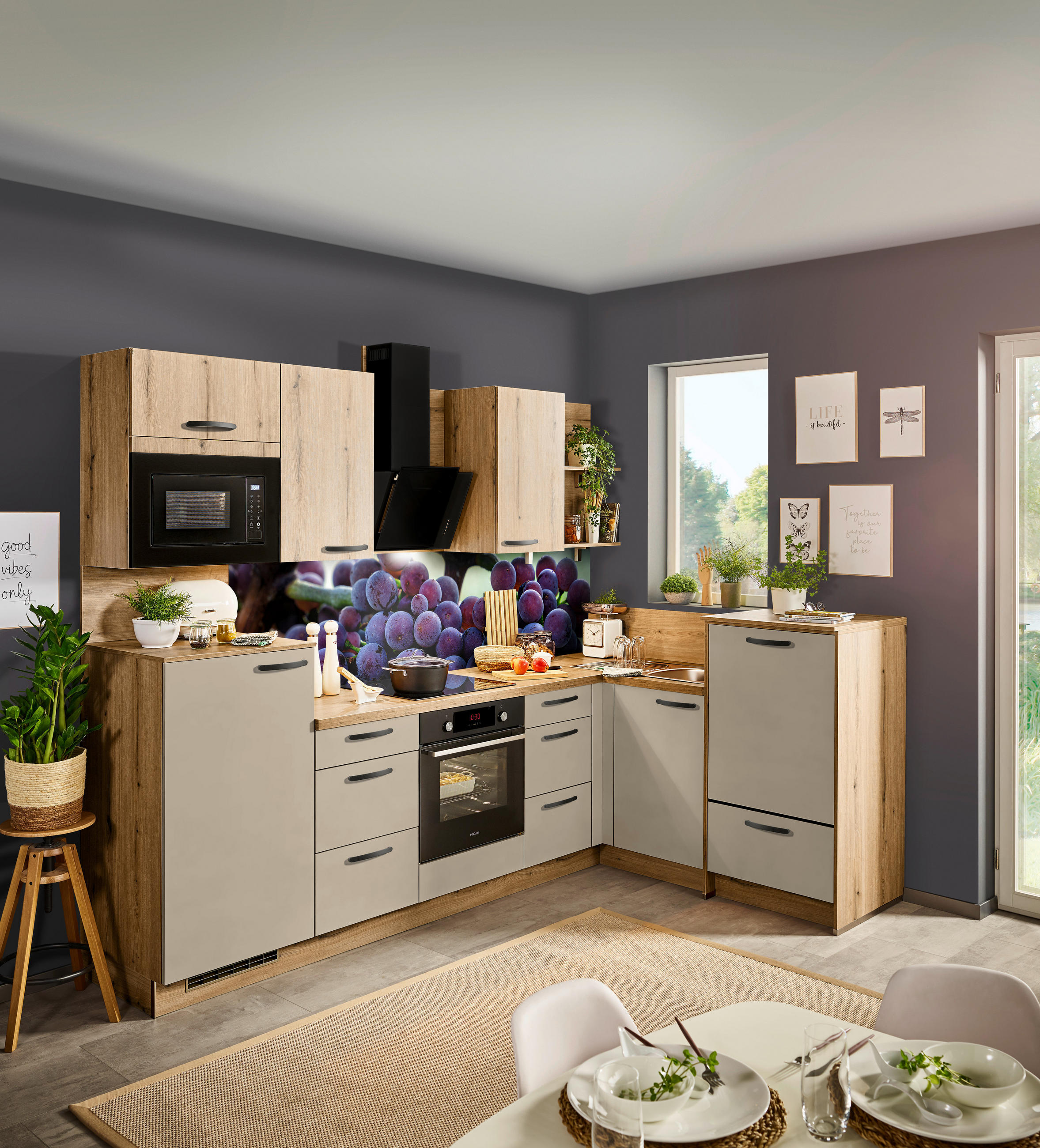 ECKKÜCHE 280/175 cm  in Creme, Eichefarben  - Eichefarben/Creme, MODERN, Holzwerkstoff (280/175cm) - Welnova