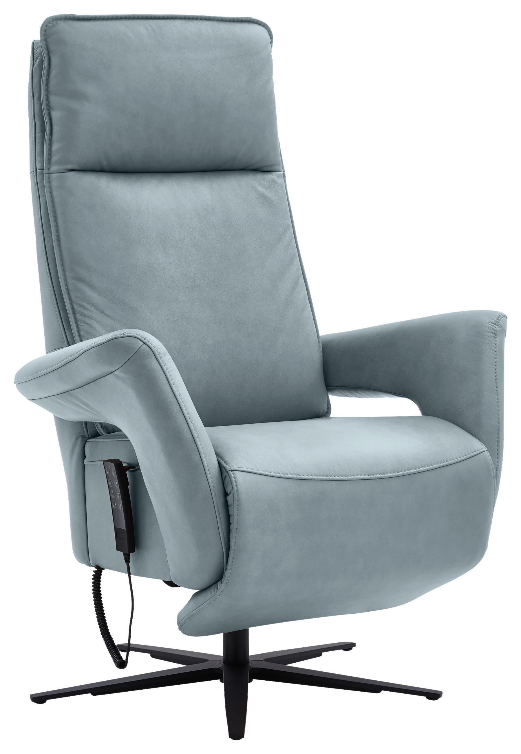RELAXSESSEL in Leder Blaugrau  - Blaugrau/Schwarz, Design, Leder/Metall (83/123/87cm) - Valdera
