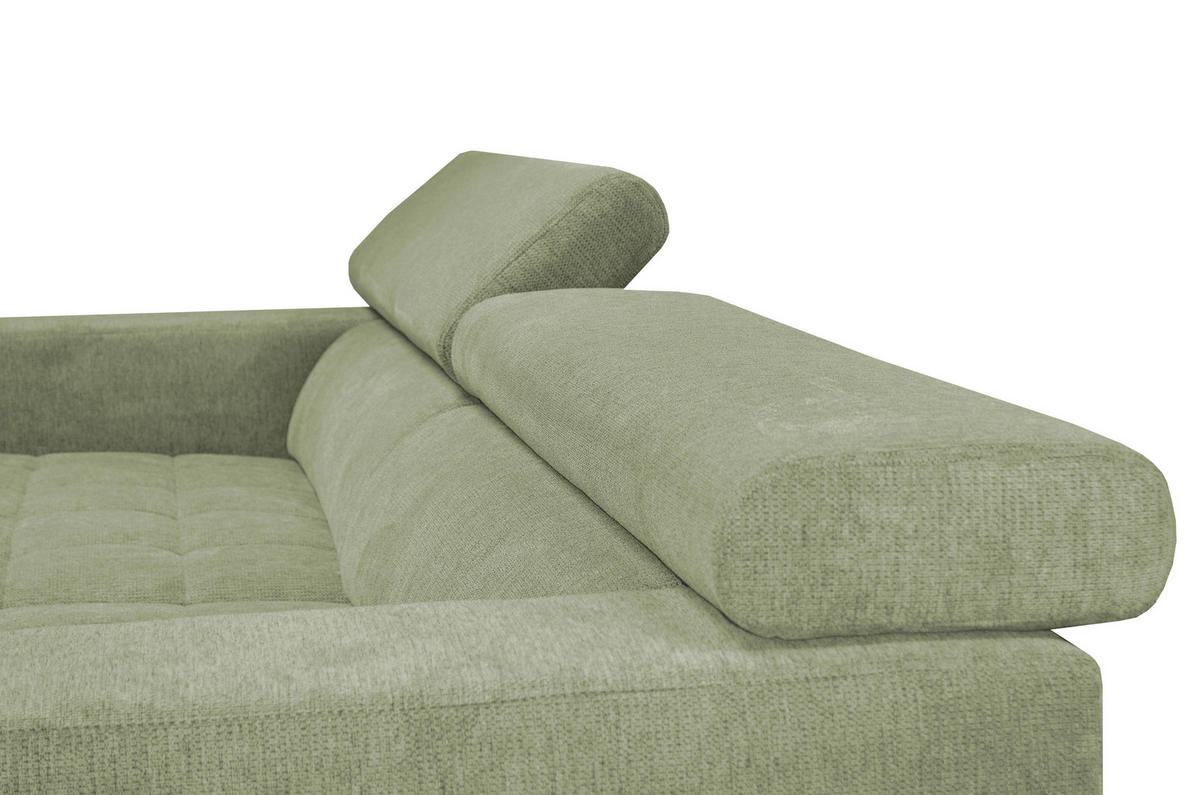 ECKSOFA in Webstoff Olivgrün  - Schwarz/Olivgrün, Konventionell, Textil/Metall (182/279cm) - Hom`in