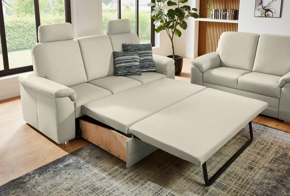 SITZGARNITUR Chenille Silberfarben  - Silberfarben/Alufarben, Konventionell, Textil/Metall (208/156/96/89cm) - Beldomo Comfort