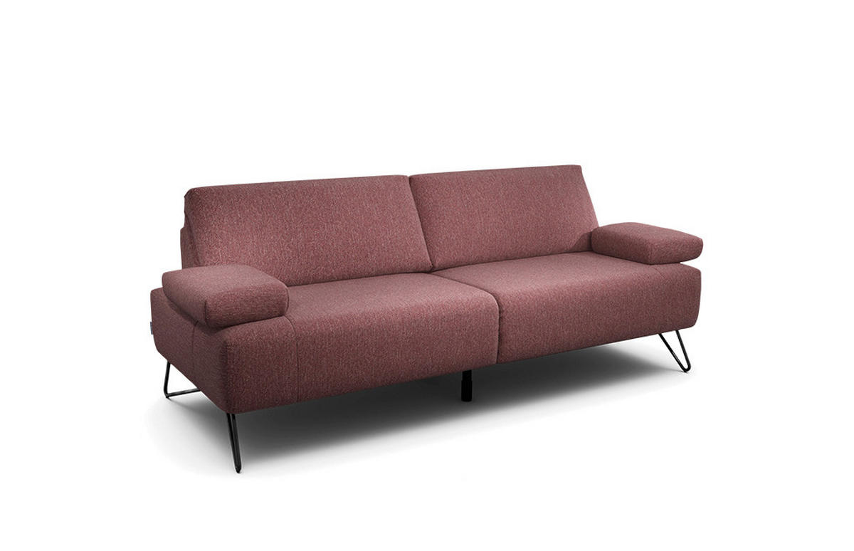 2,5-SITZER in Chenille Rot  - Rot/Schwarz, Design, Textil/Metall (204-234/85/86-94cm) - SENSOO